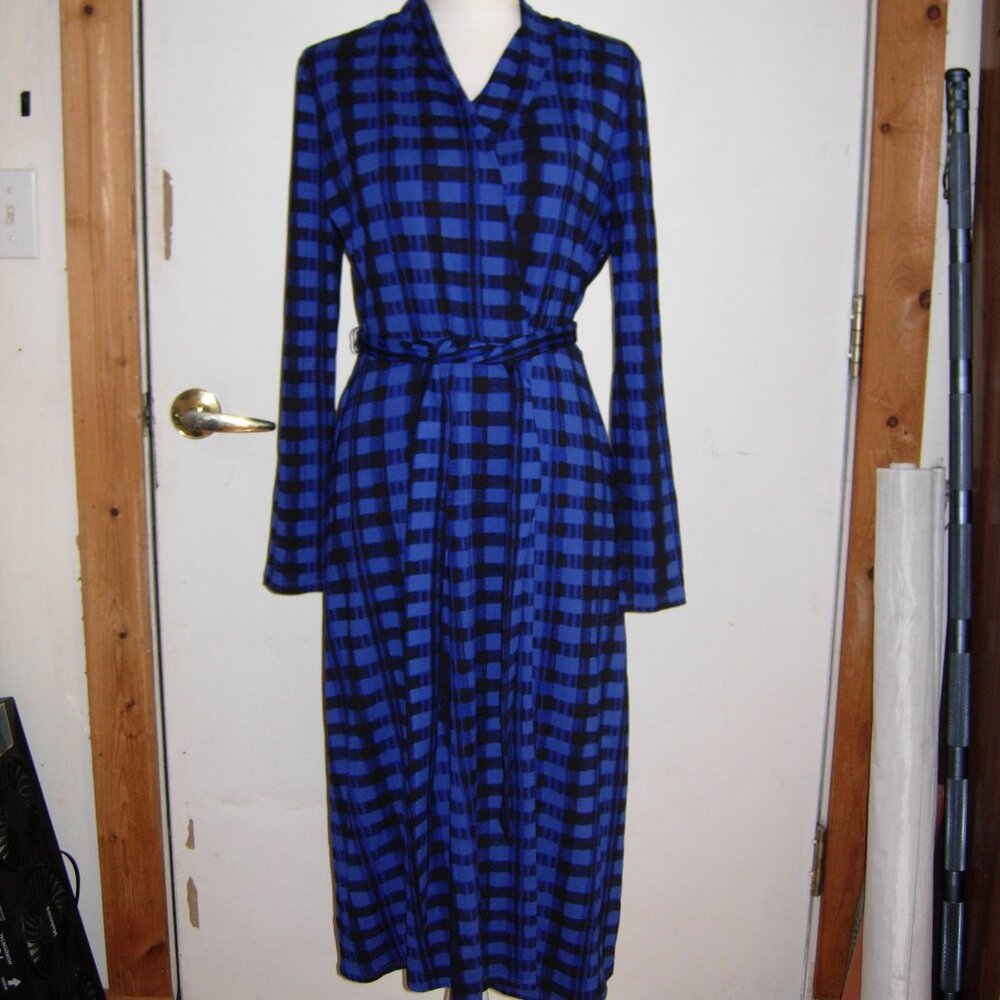 Hugo Boss Ettay Check V-neck Belted Dress L